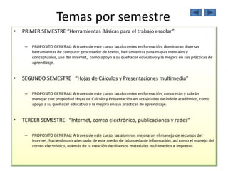 Temas por semestre
 