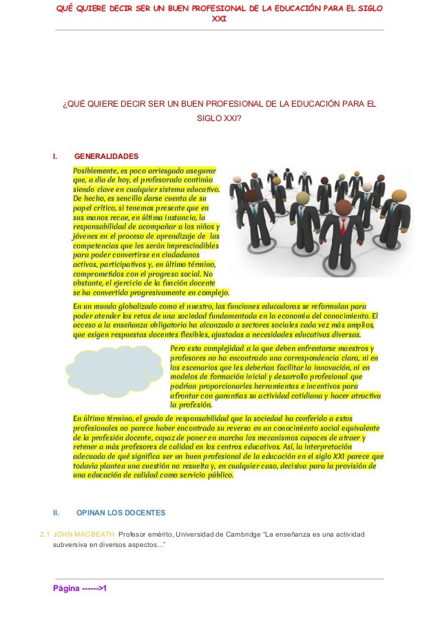 ¿Qué quiere decir ser un buen profesional de la educación