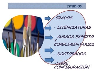PUEDEN REALIZARSE LOS SIGUIENTES ESTUDIOS:GRADOS