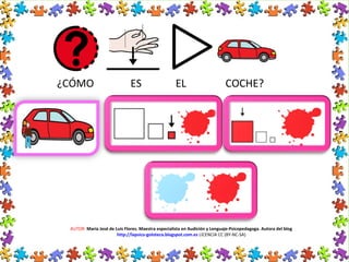 AUTOR: María José de Luis Flores. Maestra especialista en Audición y Lenguaje-Psicopedagoga. Autora del blog
http://lapsico-goloteca.blogspot.com.es LICENCIA CC (BY-NC-SA)
¿CÓMO ES EL COCHE?
 
