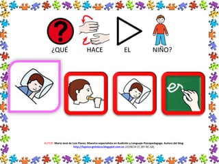 ¿QUÉ HACE EL NIÑO?
AUTOR: María José de Luis Flores. Maestra especialista en Audición y Lenguaje-Psicopedagoga. Autora del blog
http://lapsico-goloteca.blogspot.com.es LICENCIA CC (BY-NC-SA)
 