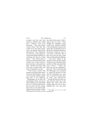 ííæîí                      Ì¸» Ý±²º»¼»®¿¬»-                            íïé
-¬±®³»¼ô ¿²¼ ¬¸»§ ¸¿¼ ¾»»²            ¸¿- º±·´»¼ ¬¸»·® ¿½¬·±²-ò Ì¸·- ·-
·²½·¬»¼ ¬± -»¼·¬·±²ô ¬¸»§ ©±«´¼       ·²¼»»¼ »¿-§ º±® Ù±¼ò îð Ì¸»§
¸¿ª» ®»¾»´´»¼ ©·¬¸ ´·¬¬´»             ¬¸±«¹¸¬ ¬¸» ½±²º»¼»®¿¬» ¬®·¾»-
¸»-·¬¿¬·±²ò ïë Ì¸»§ ¸¿¼ ¿´®»¿¼§       ©±«´¼ ²»ª»® ©·¬¸¼®¿©ò ×²¼»»¼ô
ª±©»¼ ¾»º±®» Ù±¼ ¬¸¿¬ ¬¸»§            ·º ¬¸» ½±²º»¼»®¿¬»- -¸±«´¼ ½±³»
©±«´¼ ²»ª»® ¬«®² ¬¸»·® ¾¿½µ-æ         ¿¹¿·²ô ¬¸»§ ©±«´¼ °®»º»® ¬± ¾» ·²
¿²¼ ¿ ª±© ³¿¼» ¬± Ù±¼ ³«-¬ ¾»         ¬¸» ¼»-»®¬ô ¿³±²¹ ¬¸» Þ»¼±«·²-ò
¿²-©»®»¼ º±®ò ïê Í¿§ô •Ú´·¹¸¬ -¸¿´´   Ì¸»®» ¬¸»§ ©±«´¼ ¿-µ ²»©- ±º
²±¬ ¿ª¿·´ §±«æ ·º §±« ³¿²¿¹» ¬±       §±« Åº®±³ ¿ ¼·-¬¿²½»Ãò Þ«¬ ·º
»-½¿°» º®±³ ¼»¿¬¸ ±® µ·´´·²¹ô §±«     ¬¸»§ ©»®» ©·¬¸ §±«ô ¬¸»§ ©±«´¼
©·´´ »²¶±§ ´·º» ±²´§ º±® ¿ -¸±®¬      ¬¿µ» ª»®§ ´·¬¬´» °¿®¬ ·² ¬¸» º·¹¸¬·²¹ò
©¸·´»òŽ¿ ïé Í¿§ô •É¸± ·- ¬¸»®» ¬±        îï
                                            Ç±« ¸¿ª» ·²¼»»¼ ·² ¬¸»
-¸·»´¼ §±« º®±³ Ù±¼ ·º Ø» ©·-¸»-      Ð®±°¸»¬ ±º Ù±¼ ¿ ¹±±¼ »¨¿³°´»
¬± ¸¿®³ §±«á ×º Ù±¼ ©·-¸»- ¬±         º±® ¬¸±-» ±º §±« ©¸± ´±±µ ¬± Ù±¼
-¸±© §±« ³»®½§ô ©¸± ½¿² °®»ª»²¬       ¿²¼ ¬¸» Ô¿-¬ Ü¿§ô ¿²¼ ®»³»³¾»®
Ø·³òŽ Þ»-·¼»- Ù±¼ ¬¸»§ -¸¿´´          Ù±¼ ¿´©¿§-ò îî É¸»² ¬¸»
º·²¼ ²±²» ¬± °®±¬»½¬ ¬¸»³ô ¿²¼        ¾»´·»ª»®- -¿© ¬¸» ½±²º»¼»®¿¬»-ô
²±²» ¬± ¾®·²¹ ¬¸»³ -«½½±«®ò           ¬¸»§ -¿·¼ô •Ì¸·- ·- ©¸¿¬ Ù±¼ ¿²¼
   ïè
      Ù±¼ µ²±©- »¨¿½¬´§ ©¸±           Ø·- Ó»--»²¹»® ¸¿ª» °®±³·-»¼
¿³±²¹ §±« ¸±´¼ ¬¸» ±¬¸»®- ¾¿½µô       «-ò Í«®»´§ ¬¸» °®±³·-» ±º Ù±¼
©¸± -¿§ ¬± ¬¸»·® ¾®»¬¸®»²ô •Ý±³»      ¿²¼ Ø·- Ó»--»²¹»® ¸¿- ½±³»
±ª»® ¬± ±«® -·¼»ôŽ ¿²¼ ¬¸»§ -»´¼±³    ¬®«»òŽ ×¬ -»®ª»¼ ¬± ·²½®»¿-» ¬¸»³
¬¿µ» °¿®¬ ·² ¬¸» º·¹¸¬·²¹ò            ·² º¿·¬¸ ¿²¼ -«¾³·--·±²ò
ïç Þ»¹®«¼¹·²¹ §±« ¿´´ ¸»´°ô ¾«¬       îí ß³±²¹ ¬¸» ¾»´·»ª»®- ¬¸»®» ¿®»

©¸»² ¼¿²¹»® ½±³»-ô §±« ½¿² -»»        ³»² ©¸± ¸¿ª» ¾»»² ¬®«» ¬± ¬¸»
¬¸»³ ´±±µ·²¹ ¿¬ §±« ©·¬¸ ®±´´·²¹      °´»¼¹» ¬¸»§ ³¿¼» ©·¬¸ Ù±¼ò
»§»- ¿- ·º ·² ¬¸»·® ¼»¿¬¸ ¬¸®±»-å     ß³±²¹ ¬¸»³ ¿®» -«½¸ ¿- ¸¿ª»
¾«¬ ±²½» ¬¸»·® º»¿® ¸¿- °¿--»¼ô       º«´º·´´»¼ ¬¸»·® ª±©ô ¿²¼ -±³»
¬¸»§ ½±³» ¬± §±« ¿²¼ ¼± ¹´·¾ó
¬¿´µ·²¹ ·² ¬¸»·® ¹®»»¼ º±® ©»¿´¬¸ò      ¿ Í»» °¿¹»- ¨·ª ¬± ¨ª·· ±º ¬¸»
Í«½¸ ³»² ¸¿ª» ²± º¿·¬¸ô -± Ù±¼        ×²¬®±¼«½¬·±²ò
 