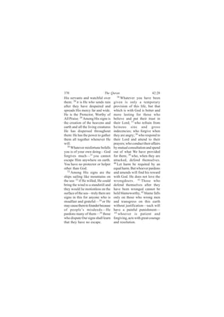 íéð                          Ì¸» Ï«®¿²                           ìîæîè
Ø·- -»®ª¿²¬- ¿²¼ ©¿¬½¸º«´ ±ª»®         íê
                                          É¸¿¬»ª»® §±« ¸¿ª» ¾»»²
¬¸»³æ îè ·¬ ·- Ø» ©¸± -»²¼- ®¿·²     ¹·ª»² ·- ±²´§ ¿ ¬»³°±®¿®§
¿º¬»® ¬¸»§ ¸¿ª» ¼»-°¿·®»¼ ¿²¼        °®±ª·-·±² ±º ¬¸·- ´·º»ô ¾«¬ ¬¸¿¬
-°®»¿¼- Ø·- ³»®½§ º¿® ¿²¼ ©·¼»ò      ©¸·½¸ ·- ©·¬¸ Ù±¼ ·- ¾»¬¬»® ¿²¼
Ø» ·- ¬¸» Ð®±¬»½¬±®ô É±®¬¸§ ±º       ³±®» ´¿-¬·²¹ º±® ¬¸±-» ©¸±
ß´´ Ð®¿·-»ò îç ß³±²¹ Ø·- -·¹²- ·-    ¾»´·»ª» ¿²¼ °«¬ ¬¸»·® ¬®«-¬ ·²
¬¸» ½®»¿¬·±² ±º ¬¸» ¸»¿ª»²- ¿²¼      ¬¸»·® Ô±®¼å íé ©¸± ®»º®¿·² º®±³
»¿®¬¸ ¿²¼ ¿´´ ¬¸» ´·ª·²¹ ½®»¿¬«®»-   ¸»·²±«- -·²- ¿²¼ ¹®±--
Ø» ¸¿- ¼·-°»®-»¼ ¬¸®±«¹¸±«¬          ·²¼»½»²½·»-å ©¸± º±®¹·ª» ©¸»²
¬¸»³æ Ø» ¸¿- ¬¸» °±©»® ¬± ¹¿¬¸»®     ¬¸»§ ¿®» ¿²¹®§å íè ©¸± ®»-°±²¼ ¬±
¬¸»³ ¿´´ ¬±¹»¬¸»® ©¸»²»ª»® Ø»        ¬¸»·® Ô±®¼ ¿²¼ ¿¬¬»²¼ ¬± ¬¸»·®
©·´´ò                                °®¿§»®-å ©¸± ½±²¼«½¬ ¬¸»·® ¿ºº¿·®-
  íð
     É¸¿¬»ª»® ³·-º±®¬«²» ¾»º¿´´-     ¾§ ³«¬«¿´ ½±²-«´¬¿¬·±² ¿²¼ -°»²¼
§±« ·- ±º §±«® ±©² ¼±·²¹‰Ù±¼         ±«¬ ±º ©¸¿¬ É» ¸¿ª» °®±ª·¼»¼
º±®¹·ª»- ³«½¸‰íï §±« ½¿²²±¬          º±® ¬¸»³å íç ©¸±ô ©¸»² ¬¸»§ ¿®»
»-½¿°» Ø·³ ¿²§©¸»®» ±² »¿®¬¸ò        ¿¬¬¿½µ»¼ô ¼»º»²¼ ¬¸»³-»´ª»-ò
Ç±« ¸¿ª» ²± °®±¬»½¬±® ±® ¸»´°»®      ìð
                                        Ô»¬ ¸¿®³ ¾» ®»¯«·¬»¼ ¾§ ¿²
±¬¸»® ¬¸¿² Ù±¼ò                      »¯«¿´ ¸¿®³ò Þ«¬ ©¸±»ª»® °¿®¼±²-
  íî
     ß³±²¹ Ø·- -·¹²- ¿®» ¬¸»         ¿²¼ ¿³»²¼- ©·´´ º·²¼ ¸·- ®»©¿®¼
-¸·°- -¿·´·²¹ ´·µ» ³±«²¬¿·²- ±²      ©·¬¸ Ù±¼ò Ø» ¼±»- ²±¬ ´±ª» ¬¸»
¬¸» -»¿æ íí ·º Ø» ©·´´»¼ô Ø» ½±«´¼   ©®±²¹¼±»®-ò ìï Ì¸±-» ©¸±
¾®·²¹ ¬¸» ©·²¼ ¬± ¿ -¬¿²¼-¬·´´ ¿²¼   ¼»º»²¼ ¬¸»³-»´ª»- ¿º¬»® ¬¸»§
¬¸»§ ©±«´¼ ´·» ³±¬·±²´»-- ±² ¬¸»     ¸¿ª» ¾»»² ©®±²¹»¼ ½¿²²±¬ ¾»
-«®º¿½» ±º ¬¸» -»¿‰¬®«´§ ¬¸»®» ¿®»   ¸»´¼ ¾´¿³»©±®¬¸§ô ìî ¾´¿³» º¿´´-
-·¹²- ·² ¬¸·- º±® ¿²§±²» ©¸± ·-      ±²´§ ±² ¬¸±-» ©¸± ©®±²¹ ³»²
-¬»¿¼º¿-¬ ¿²¼ ¹®¿¬»º«´‰íì ±® Ø»      ¿²¼ ¬®¿²-¹®»-- ±² ¬¸·- »¿®¬¸
³¿§ ½¿«-» ¬¸»³ ¬± º±«²¼»® ¾»½¿«-»    ©·¬¸±«¬ ¶«-¬·º·½¿¬·±²‰-«½¸ ©·´´
±º °»±°´»Ž- ³·-¼»»¼-‰Ø»              ¸¿ª» ¿ °¿·²º«´ °«²·-¸³»²¬‰
°¿®¼±²- ³¿²§ ±º ¬¸»³‰íë ¬¸±-»         ìí ©¸±»ª»® ·- °¿¬·»²¬ ¿²¼

©¸± ¼·-°«¬» Ñ«® -·¹²- -¸¿´´ ´»¿®²    º±®¹·ª·²¹ô ¿½¬- ©·¬¸ ¹®»¿¬ ½±«®¿¹»
¬¸¿¬ ¬¸»§ ¸¿ª» ²± »-½¿°»ò            ¿²¼ ®»-±´«¬·±²ò
 