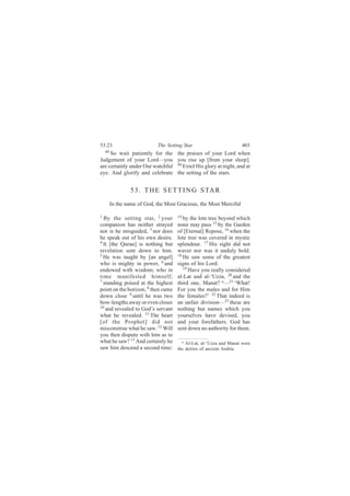 ëíæîí                        Ì¸» Í»¬¬·²¹ Í¬¿®                        ìðí
    ìè
     Í± ©¿·¬ °¿¬·»²¬´§ º±® ¬¸» ¬¸» °®¿·-»- ±º §±«® Ô±®¼ ©¸»²
Ö«¼¹»³»²¬ ±º §±«® Ô±®¼‰§±« §±« ®·-» «° Åº®±³ §±«® -´»»°Ãò
¿®» ½»®¬¿·²´§ «²¼»® Ñ«® ©¿¬½¸º«´ ìç Û¨¬±´ Ø·- ¹´±®§ ¿¬ ²·¹¸¬ô ¿²¼ ¿¬
»§»ò ß²¼ ¹´±®·º§ ¿²¼ ½»´»¾®¿¬» ¬¸» -»¬¬·²¹ ±º ¬¸» -¬¿®-ò


                 ë í ò Ì Ø Û Í Û Ì Ì × Ò Ù Í Ìß Î
         ×² ¬¸» ²¿³» ±º Ù±¼ô ¬¸» Ó±-¬ Ù®¿½·±«-ô ¬¸» Ó±-¬ Ó»®½·º«´

ï
  Þ§ ¬¸» -»¬¬·²¹ -¬¿®ô î §±«®         ïì
                                         ¾§ ¬¸» ´±¬» ¬®»» ¾»§±²¼ ©¸·½¸
½±³°¿²·±² ¸¿- ²»·¬¸»® -¬®¿§»¼         ²±²» ³¿§ °¿-- ïë ¾§ ¬¸» Ù¿®¼»²
²±® ·- ¸» ³·-¹«·¼»¼ô í ²±® ¼±»-       ±º ÅÛ¬»®²¿´Ã Î»°±-»ô ïê ©¸»² ¬¸»
¸» -°»¿µ ±«¬ ±º ¸·- ±©² ¼»-·®»ò       ´±¬» ¬®»» ©¿- ½±ª»®»¼ ·² ³§-¬·½
ì
  ×¬ Å¬¸» Ï«®¿²Ã ·- ²±¬¸·²¹ ¾«¬       -°´»²¼±«®ò ïé Ø·- -·¹¸¬ ¼·¼ ²±¬
®»ª»´¿¬·±² -»²¬ ¼±©² ¬± ¸·³ò          ©¿ª»® ²±® ©¿- ·¬ «²¼«´§ ¾±´¼ò
ë                                     ïè
  Ø» ©¿- ¬¿«¹¸¬ ¾§ Å¿² ¿²¹»´Ã            Ø» -¿© -±³» ±º ¬¸» ¹®»¿¬»-¬
©¸± ·- ³·¹¸¬§ ·² °±©»®ô ê ¿²¼         -·¹²- ±º ¸·- Ô±®¼ò
»²¼±©»¼ ©·¬¸ ©·-¼±³å ©¸± ·²              ïç
                                            Ø¿ª» §±« ®»¿´´§ ½±²-·¼»®»¼
¬·³» ³¿²·º»-¬»¼ ¸·³-»´ºå              ¿´óÔ¿¬ ¿²¼ ¿´ó•Ë¦¦¿ô îð ¿²¼ ¬¸»
é
  -¬¿²¼·²¹ °±·-»¼ ¿¬ ¬¸» ¸·¹¸»-¬      ¬¸·®¼ ±²»ô Ó¿²¿¬á ¿‰îï •É¸¿¬ÿ
°±·²¬ ±² ¬¸» ¸±®·¦±²ô è ¬¸»² ½¿³»     Ú±® §±« ¬¸» ³¿´»- ¿²¼ º±® Ø·³
¼±©² ½´±-» ç «²¬·´ ¸» ©¿- ¬©±         ¬¸» º»³¿´»-áŽ îî Ì¸¿¬ ·²¼»»¼ ·-
¾±©ó´»²¹¬¸- ¿©¿§ ±® »ª»² ½´±-»®       ¿² «²º¿·® ¼·ª·-·±²‰îí ¬¸»-» ¿®»
ïð
   ¿²¼ ®»ª»¿´»¼ ¬± Ù±¼Ž- -»®ª¿²¬      ²±¬¸·²¹ ¾«¬ ²¿³»- ©¸·½¸ §±«
©¸¿¬ ¸» ®»ª»¿´»¼ò ïï Ì¸» ¸»¿®¬        §±«®-»´ª»- ¸¿ª» ¼»ª·-»¼ô §±«
Å±º ¬¸» Ð®±°¸»¬Ã ¼·¼ ²±¬              ¿²¼ §±«® º±®»º¿¬¸»®-ò Ù±¼ ¸¿-
³·-½±²-¬®«» ©¸¿¬ ¸» -¿©ò ïî É·´´      -»²¬ ¼±©² ²± ¿«¬¸±®·¬§ º±® ¬¸»³ò
§±« ¬¸»² ¼·-°«¬» ©·¬¸ ¸·³ ¿- ¬±
©¸¿¬ ¸» -¿©á ïí ß²¼ ½»®¬¿·²´§ ¸»        ¿ ß´óÔ¿¬ô ¿´ó•Ë¦¦¿ ¿²¼ Ó¿²¿¬ ©»®»
-¿© ¸·³ ¼»-½»²¼ ¿ -»½±²¼ ¬·³»æ        ¬¸» ¼»·¬·»- ±º ¿²½·»²¬ ß®¿¾·¿ò
 