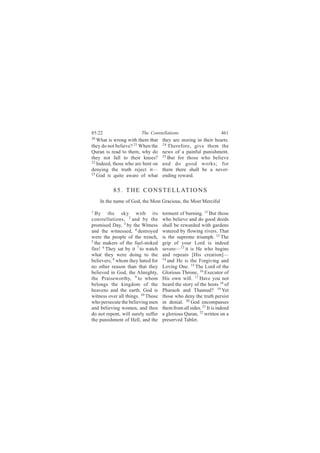 èëæîî                   Ì¸» Ý±²-¬»´´¿¬·±²-                         ìêï
îð
   É¸¿¬ ·- ©®±²¹ ©·¬¸ ¬¸»³ ¬¸¿¬     ¬¸»§ ¿®» -¬±®·²¹ ·² ¬¸»·® ¸»¿®¬-ò
¬¸»§ ¼± ²±¬ ¾»´·»ª»á îï É¸»² ¬¸»    îì
                                       Ì¸»®»º±®»ô ¹·ª» ¬¸»³ ¬¸»
Ï«®¿² ·- ®»¿¼ ¬± ¬¸»³ô ©¸§ ¼±       ²»©- ±º ¿ °¿·²º«´ °«²·-¸³»²¬ò
                                    îë
¬¸»§ ²±¬ º¿´´ ¬± ¬¸»·® µ²»»-á          Þ«¬ º±® ¬¸±-» ©¸± ¾»´·»ª»
îî
   ×²¼»»¼ô ¬¸±-» ©¸± ¿®» ¾»²¬ ±²    ¿²¼ ¼± ¹±±¼ ©±®µ-å º±®
¼»²§·²¹ ¬¸» ¬®«¬¸ ®»¶»½¬ ·¬‰        ¬¸»³ ¬¸»®» -¸¿´´ ¾» ¿ ²»ª»®ó
îí
   Ù±¼ ·- ¯«·¬» ¿©¿®» ±º ©¸¿¬       »²¼·²¹ ®»©¿®¼ò

           è ë ò Ì Ø Û Ý Ñ Ò Í Ì Û Ô Ô ßÌ × Ñ Ò Í
     ×² ¬¸» ²¿³» ±º Ù±¼ô ¬¸» Ó±-¬ Ù®¿½·±«-ô ¬¸» Ó±-¬ Ó»®½·º«´

ï
  Þ§ ¬¸» -µ§ ©·¬¸ ·¬-               ¬±®³»²¬ ±º ¾«®²·²¹ò ïï Þ«¬ ¬¸±-»
½±²-¬»´´¿¬·±²-ô î ¿²¼ ¾§ ¬¸»        ©¸± ¾»´·»ª» ¿²¼ ¼± ¹±±¼ ¼»»¼-
°®±³·-»¼ Ü¿§ô í ¾§ ¬¸» É·¬²»--      -¸¿´´ ¾» ®»©¿®¼»¼ ©·¬¸ ¹¿®¼»²-
¿²¼ ¬¸» ©·¬²»--»¼ô ì ¼»-¬®±§»¼      ©¿¬»®»¼ ¾§ º´±©·²¹ ®·ª»®-ò Ì¸¿¬
©»®» ¬¸» °»±°´» ±º ¬¸» ¬®»²½¸ô      ·- ¬¸» -«°®»³» ¬®·«³°¸ò ïî Ì¸»
ë
  ¬¸» ³¿µ»®- ±º ¬¸» º«»´ó-¬±µ»¼     ¹®·° ±º §±«® Ô±®¼ ·- ·²¼»»¼
º·®»ÿ ê Ì¸»§ -¿¬ ¾§ ·¬ é ¬± ©¿¬½¸   -»ª»®»‰ïí ·¬ ·- Ø» ©¸± ¾»¹·²-
©¸¿¬ ¬¸»§ ©»®» ¼±·²¹ ¬± ¬¸»         ¿²¼ ®»°»¿¬- ÅØ·- ½®»¿¬·±²Ã‰
¾»´·»ª»®-ô è ©¸±³ ¬¸»§ ¸¿¬»¼ º±®    ïì
                                       ¿²¼ Ø» ·- ¬¸» Ú±®¹·ª·²¹ ¿²¼
²± ±¬¸»® ®»¿-±² ¬¸¿² ¬¸¿¬ ¬¸»§      Ô±ª·²¹ Ñ²»ò ïë Ì¸» Ô±®¼ ±º ¬¸»
¾»´·»ª»¼ ·² Ù±¼ô ¬¸» ß´³·¹¸¬§ô      Ù´±®·±«- Ì¸®±²»ô ïê Û¨»½«¬±® ±º
¬¸» Ð®¿·-»©±®¬¸§ô ç ¬± ©¸±³         Ø·- ±©² ©·´´ò ïé Ø¿ª» §±« ²±¬
¾»´±²¹- ¬¸» µ·²¹¼±³ ±º ¬¸»          ¸»¿®¼ ¬¸» -¬±®§ ±º ¬¸» ¸±-¬- ïè ±º
¸»¿ª»²- ¿²¼ ¬¸» »¿®¬¸ò Ù±¼ ·-       Ð¸¿®¿±¸ ¿²¼ Ì¸¿³«¼á ïç Ç»¬
©·¬²»-- ±ª»® ¿´´ ¬¸·²¹-ò ïð Ì¸±-»   ¬¸±-» ©¸± ¼»²§ ¬¸» ¬®«¬¸ °»®-·-¬
©¸± °»®-»½«¬» ¬¸» ¾»´·»ª·²¹ ³»²     ·² ¼»²·¿´ò îð Ù±¼ »²½±³°¿--»-
¿²¼ ¾»´·»ª·²¹ ©±³»²ô ¿²¼ ¬¸»²       ¬¸»³ º®±³ ¿´´ -·¼»-ò îï ×¬ ·- ·²¼»»¼
¼± ²±¬ ®»°»²¬ô ©·´´ -«®»´§ -«ºº»®   ¿ ¹´±®·±«- Ï«®¿²ô îî ©®·¬¬»² ±² ¿
¬¸» °«²·-¸³»²¬ ±º Ø»´´ô ¿²¼ ¬¸»     °®»-»®ª»¼ Ì¿¾´»¬ò
 