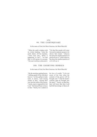 øìéð÷
               ç ç ò Ì Ø Û Û ß ÎÌ Ø Ï Ë ß Õ Û
    ×² ¬¸» ²¿³» ±º Ù±¼ô ¬¸» Ó±-¬ Ù®¿½·±«-ô ¬¸» Ó±-¬ Ó»®½·º«´

ï                                      ê
  É¸»² ¬¸» »¿®¬¸ ·- -¸¿µ»² ©·¬¸         Ñ² ¬¸¿¬ Ü¿§ °»±°´» ©·´´ ½±³»
·¬- ª·±´»²¬ -¸¿µ·²¹ô î ©¸»² ¬¸»        º±®©¿®¼ ·² -»°¿®¿¬» ¹®±«°- ¬± ¾»
»¿®¬¸ -¸¿µ»- ±ºº ¸»® ¾«®¼»²-ô          -¸±©² ¬¸»·® ¼»»¼-æ é ©¸±»ª»®
í
  ©¸»² ³¿² ¿-µ-ô •É¸¿¬ ·-              ¸¿- ¼±²» ¬¸» -³¿´´»-¬ °¿®¬·½´» ±º
¸¿°°»²·²¹ ¬± ¸»®áŽå ì ±² ¬¸¿¬          ¹±±¼ ©·´´ -»» ·¬å è ©¸·´» ©¸±»ª»®
Ü¿§ ·¬ ©·´´ ²¿®®¿¬» ·¬- ¿½½±«²¬ô       ¸¿- ¼±²» ¬¸» -³¿´´»-¬ °¿®¬·½´» ±º
ë
  º±® §±«® Ô±®¼ ¸¿- -± ¼·®»½¬»¼ ·¬ò    »ª·´ ©·´´ -»» ·¬ò


         ï ð ð ò Ì Ø Û Í Ò Ñ ÎÌ × Ò Ù Ø Ñ Î Í Û Í
    ×² ¬¸» ²¿³» ±º Ù±¼ô ¬¸» Ó±-¬ Ù®¿½·±«-ô ¬¸» Ó±-¬ Ó»®½·º«´

ï Þ§ ¬¸» -²±®¬·²¹ô °¿²¬·²¹ ¸±®-»-ô     ¸·- ´±ª» ±º ©»¿´¬¸ò ç ×- ¸» ²±¬
î
  -¬®·µ·²¹ -°¿®µ- ±º º·®» ©·¬¸ ¬¸»·®   ¿©¿®» ±º ¬¸» ¬·³» ©¸»² ¬¸»
¸±±ª»-ô í ¿- ¬¸»§ ¹¿´´±° ¬± ³¿µ»       ½±²¬»²¬- ±º ¬¸» ¹®¿ª»- ©·´´ ¾»
®¿·¼- ¿¬ ¼¿©²ô ì ¿²¼ ®¿·-·²¹           ¾®±«¹¸¬ ±«¬á ïð ß²¼ ¬¸» ¸»¿®¬-Ž
½´±«¼- ±º ¼«-¬ô ë º±®½·²¹ ¬¸»·®        ½±²¬»²¬- -¸¿´´ ¾» ¾®±«¹¸¬ ·²¬±
©¿§ ·²¬± ¬¸» ³·¼-¬ ±º ¬¸» »²»³§ô       ¬¸» ±°»²á ïï Í«®»´§ô ±² ¬¸¿¬ Ü¿§ô
ê -«®»´§ô ³¿² ·- «²¹®¿¬»º«´ ¬± ¸·-     ¬¸»§ ©·´´ µ²±© ¬¸¿¬ ¬¸»·® Ô±®¼
Ô±®¼ò é Ø» ¸·³-»´º ¾»¿®- ©·¬²»--       ¸¿¼ º«´´ µ²±©´»¼¹» ±º ¬¸»³ ¿´´ò
¬± ¬¸¿¬ò è Í«®»´§ô ¸» ·- ¿®¼»²¬ ·²
 