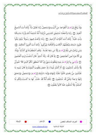  ‫א‬‫א‬‫א‬‫א‬


ßìŠÏϑ¡¡9$# |MΡr& y7¨ΡÎ) ( !$¨ΨÏΒ ö≅¬7s)s? $uΖ−/u‘ ã≅ŠÏè≈yϑó™Î)uρ ÏMøt7ø9$# z⎯ÏΒ y‰Ïã#uθs)ø9$# ÞΟ4⊗⊗⊗yδ≡tö/Î) ßìsùötƒ øŒÎ)uρ
$oΨs3Å™$uΖtΒ $tΡÍ‘r&uρ y7©9 ZπyϑÎ=ó¡•Β Zπ¨Βé& !$uΖÏF−ƒÍh‘èŒ ⎯ÏΒuρ y7s9 È⎦⎫yϑÎ=ó¡ãΒ $uΖù=yèô_$#uρ $uΖ−/u‘ ∩⊇⊄∉∪ ÞΟŠÎ=yèø9$#
÷
(#θè=÷Gtƒ öΝåκ÷]ÏiΒ Zωθß™u‘ öΝÎγ‹Ïù ô]yèö/$#uρ $uΖ−/u‘ ∩⊇⊄∠∪ ÞΟŠÏm§9$# Ü>#§θ−G9$# |MΡr& y7¨ΡÎ) ( !$oΨø‹n=tã ó=è?uρ
∩⊇⊄∇∪ ÞΟŠÅ3ysø9$# â“ƒÍ•yèø9$# |MΡr& y7¨ΡÎ) 4 öΝÍκÏj.t“ãƒuρ sπyϑõ3Ïtø:$#uρ |=≈tGÅ3ø9$# ÞΟßγßϑÏk=yèãƒuρ y7ÏG≈tƒ#u™ öΝÍκön=tæ
…çµ¯ΡÎ)uρ ( $u‹÷Ρ‘‰9$# ’Îû çµ≈uΖø‹xsÜô¹$# Ï‰s)s9uρ 4 …çµ|¡øtΡ tµÏy™ ⎯tΒ ωÎ) zΟ4⊗⊗⊗yδ≡tö/Î) Ï'©#ÏiΒ ⎯tã Ü=xîötƒ ⎯tΒuρ
t⎦⎫Ïϑn=≈yèø9$# Éb>tÏ9 àMôϑn=ó™r& tΑ$s% ( öΝÎ=ó™r& ÿ…çµš/u‘ …ã&s! tΑ$s% øŒÎ) ∩⊇⊄®∪ t⎦⎫ÅsÎ=≈¢Á9$# z⎯Ïϑs9 ÍοtÅzFψ$# ’Îû
£⎯è?θßϑs? Ÿξsù t⎦⎪Ïe$!$# ãΝä3s9 4’s∀sÜô¹$# ©!$# ¨βÎ) ¢©Í_t6≈tƒ Ü>θà)÷ètƒuρ Ïµ‹Ï⊥t/ ÞΟ4⊗⊗⊗yδ≡tö/Î) !$pκÍ5 4©|»öρr&yρ ∩⊇⊂⊃∪
$tΒ Ïµ‹Ï⊥t7Ï9 tΑ$s% øŒÎ) ßNöθyϑø9$# z>θà)÷ètƒ u|Øym øŒÎ) u™!#y‰pκà− öΝçGΨä. ÷Πr& ∩⊇⊂⊇∪ tβθßϑÎ=ó¡•Β ΟçFΡr&uρ ωÎ)
t,≈ysó™Î)uρ Ÿ≅ŠÏè≈yϑó™Î)uρ zΟ4⊗⊗⊗yδ≡tö/Î) y7Í←!$t/#u™ tµ≈s9Î)uρ y7yγ≈s9Î) ß‰ç7÷ètΡ (#θä9$s% “Ï‰÷èt/ .⎯ÏΒ tβρß‰ç7÷ès?
$¨Β Νä3s9uρ ôMt6|¡x. $tΒ $yγs9 ( ôMn=yz ô‰s% ×π¨Βé& y7ù=Ï? ∩⊇⊂⊄∪ tβθßϑÎ=ó¡ãΒ …ã&s! ß⎯øtwΥuρ #Y‰Ïn≡uρ $Yγ≈s9Î)
∩⊇⊂⊂∪ tβθè=uΚ÷ètƒ (#θçΡ%x. $£ϑtã tβθè=t↔ó¡è? Ÿωuρ ( öΝçFö;|¡x.

‫اﻹﻣﺎﻟﺔ‬

‫اﻹدﻏﺎم‬
www.islamweb.net

‫اﻟﺤﺮف اﻟﻤﺨﺎﻟﻒ ﻟﺤﻔﺺ‬
‫ﺍﻟﺸﺒﻜﺔ ﺍﻹﺴﻼﻤﻴﺔ‬

 