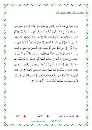  ‫א‬‫א‬‫א‬‫א‬


&™ó©x« usYò2r& ß⎯≈|¡ΡM}$# tβ%x.uρ 4 9≅sWtΒ Èe≅à2 ⎯ÏΒ Ä¨$¨Ζ=Ï9 Èβ#u™öà)ø9$# #x‹≈yδ ’Îû $oΨøù§À ‰s)s9uρ
βr& HωÎ) öΝßγ−/u‘ (#ρãÏøótGó¡o„uρ 3“y‰ßγø9$# Νèδu™!%£_ ŒÎ) (#þθãΖÏΒ÷σãƒ βr& }¨$¨Ζ9$# yìuΖtΒ $tΒuρ ∩∈⊄∪ Zωy‰y`
ã
t⎦⎪Îe³u;ãΒ ωÎ) t⎦⎫Î=y™ößϑø9$# ã≅Å™öçΡ $tΒuρ ∩∈⊂∪ Wξt6É% Ü>#x‹yèø9$# ãΝåκuÏ?ù'tƒ ÷ρr& t⎦,Î!¨ρF{$# èπ¨Ζß™ öΝåκuÏ?ù's?
Å
!$tΒuρ ©ÉL≈tƒ#u™ (#ÿρä‹sƒªB$#uρ ( ¨,ptø:$# ÏµÎ/ (#θàÒÏmô‰ã‹Ï9 È≅ÏÜ≈t6ø9$$Î/ (#ρãxŸ2 t⎦⎪Ï%©!$# ãΑÏ‰≈pgä†uρ 4 t⎦⎪Í‘É‹ΨãΒuρ
ôMtΒ£‰s% $tΒ z©Å¤tΡuρ $pκ÷]tã uÚtôãr'sù ⎯ÏµÎn/u‘ ÏM≈tƒ$t↔Î/ tÏj.èŒ ⎯£ϑÏΒ ÞΟn=øßr& ô⎯tΒuρ ∩∈⊆∪ #Yτç“èδ (#ρâ‘É‹Ρé&
’n<Î) óΟßγããô‰s? βÎ)uρ ( #ø%uρ öΝÍκÍΞ#sŒ#u™ þ’Îûuρ çνθßγs)øtƒ βr& ºπ¨ΖÅ2r& öΝÎγÎ/θè=è% 4’n?tã $oΨù=yèy_ $¯ΡÎ) 4 çν#y‰tƒ
$yϑÎ/ Νèδä‹Åz#xσãƒ öθs9 ( Ïπyϑôm§9$# ρèŒ â‘θàtóø9$# y7š/u‘uρ ∩∈∈∪ #Y‰t/r& #¸ŒÎ) (#ÿρß‰tFöκu‰ ⎯n=sù 3“y‰ßγø9$#
∩∈∉∪ WξÍ←öθtΒ ⎯ÏµÏΡρßŠ ⎯ÏΒ (#ρß‰Ågs† ⎯©9 Ó‰Ïãöθ¨Β Οßγ©9 ≅t/ 4 z>#x‹yèø9$# ãΝßγs9 Ÿ≅¤fyès9 (#θç7|¡Ÿ2
š^$s% øŒÎ)uρ ∩∈∠∪ #Y‰Ïãöθ¨Β ΝÎγÅ3n=ôγãϑÏ9 $uΖù=yèy_uρ (#θçΗs>sß $£ϑs9 öΝßγ≈oΨõ3n=÷δr& #”tà)ø9$# šù=Ï?uρ
$tón=t/ $£ϑn=sù ∩∈∇∪ $Y7à)ãm z©ÅÓøΒr& ÷ρr& Ç⎯÷ƒtóst7ø9$# yìyϑôftΒ xè=ö/r& #_¨Lym ßytö/r& Iω çµ9tFxÏ9 4©y›θãΒ
∩∈®∪ $/u|  Ìóst7ø9$# ’Îû …ã&s#‹Î6y™ x‹sƒªB$$sù $yϑßγs?θãm $u‹Å¡nΣ $yϑÎγÏΖ÷t/ yìyϑøgxΧ

‫اﻹﻣﺎﻟﺔ‬

‫اﻹدﻏﺎم‬
www.islamweb.net

‫اﻟﺤﺮف اﻟﻤﺨﺎﻟﻒ ﻟﺤﻔﺺ‬
‫ﺍﻟﺸﺒﻜﺔ ﺍﻹﺴﻼﻤﻴﺔ‬

 