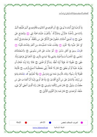  ‫א‬‫א‬‫א‬‫א‬


Οu‹ø9$# ÏµÉ)ù=ã‹ù=sù ÉdΟu‹ø9$# ’Îû Ïµ‹ÏùÉ‹ø%$$sù ÏNθç/$−G9$# ’Îû ÏµŠÏùÉ‹ø%$# Èβr& ∩⊂∠∪ #©yrθãƒ $tΒ y7ÏiΒé& #’n<Î) !$uΖøŠym÷ρr& øŒÎ)
4’n?tã yìoΨóÁçGÏ9uρ ∩⊂∇∪ ©Íh_ÏiΒ Zπ¬6ptxΧ y7ø‹n=tã àMø‹s)ø9r&uρ 4 …ã&©! Aρ‰tãuρ ’Ík< Aρß‰tã çνõ‹è{ù'tƒ È≅Ïm$¡¡9$$Î/
ß
y7ÏiΒé& #’n<Î) y7≈uΖ÷èy_tsù ( …ã&é#àõ3tƒ ⎯tΒ 4’n?tã ö/ä3—9ßŠr& ö≅yδ ãΑθà)tGsù šçG÷zé& û©Å´ôϑ¨? ŒÎ) ∩⊂®∪ û©Í_ø‹tã
∩⊆⊇∪ $ZΡθçFèù y7≈¨ΨtGsùuρ ÉdΟtóø9$# z⎯ÏΒ y7≈uΖøŠ¤fuΖsù $T¡øtΡ |Mù=tGs%uρ ∩⊆⊃∪ tβt“øtrB Ÿωuρ $pκß]ø‹tã §s)s? ö’s1
y7çG÷èuΖsÜô¹$#uρ ∩⊆⊂∪ 4©y›θßϑ≈tƒ 9‘y‰s% 4’n?tã |M÷∞Å_ §ΝèO ∩⊆⊄∪ ⎦t⎪ô‰tΒ È≅÷δr& þ’Îû t⎦⎫ÏΖÅ™ £MVÎ7n=sù
t
…çµ¯ΡÎ) tβöθtãöÏù 4’n<Î) !$t6yδøŒ$# ∩⊆∈∪ “Ìø.ÏŒ ’Îû $u‹Ï⊥s? Ÿωuρ ©ÉL≈tƒ$t↔Î/ x8θäzr&uρ |MΡr& ó=yδøŒ$# ∩⊆⊆∪ ©Å¤øuΖÏ9
βr& ß∃$sƒwΥ $uΖ¯ΡÎ) !$oΨ−/u‘ Ÿω$s% ∩⊆∠∪ 4©y´øƒs† ÷ρr& ã©.x‹tFtƒ …ã&©#yè©9 $YΨÍh‹©9 Zωöθs% …çµs9 Ÿωθà)sù ∩⊆∉∪ 4©xösÛ
çν$uŠÏ?ù'sù ∩⊆®∪ 2”u‘r&uρ ßìyϑó™r& !$yϑà6yètΒ ©Í_¯ΡÎ) ( !$sù$sƒrB Ÿω tΑ$s% ∩⊆∇∪ 4©xöôÜtƒ βr& ÷ρr& !$oΨøŠn=tã xÞãøtƒ
7πtƒ$t↔Î/ y7≈oΨ÷∞Åd_ ‰s% ( öΝåκö5Éj‹yèè? Ÿωuρ ∩∈⊃∪ Ÿ≅ƒÏ™ℜuó Î) û©Í_t/ $uΖyètΒ ö≅Å™ö‘r'sù šÎn/u‘ Ÿωθß™u‘ $¯ΡÎ) Iωθà)sù
⎯tΒ 4’n?tã z>#x‹yèø9$# ¨βr& !$uΖøŠs9Î) z©Çrρé& ô‰s% $¯ΡÎ) ∩∈⊇∪ #“y‰çλù;$# yìt7©?$# Ç⎯tΒ 4’n?tã ãΝ≈n=¡¡9$#uρ ( y7Îi/¢‘ ⎯ÏiΒ
>™ó©x« ¨≅ä. 4‘sÜôãr& ü“Ï%©!$# $uΖš/u‘ tΑ$s% ∩∈⊂∪ 4©y›θßϑ≈tƒ $yϑä3š/§‘ ⎯yϑsù tΑ$s% ∩∈⊄∪ 4’¯<uθs?uρ šU¤‹Ÿ2
∩∈∈∪ 4’n<ρW{$# Èβρãà)ø9$# ãΑ$t/ $yϑsù tΑ$s% ∩∈⊆∪ 3“y‰yδ §ΝèO …çµs)ù=yz

‫اﻹﻣﺎﻟﺔ‬

‫اﻹدﻏﺎم‬
www.islamweb.net

‫اﻟﺤﺮف اﻟﻤﺨﺎﻟﻒ ﻟﺤﻔﺺ‬
‫ﺍﻟﺸﺒﻜﺔ ﺍﻹﺴﻼﻤﻴﺔ‬

 