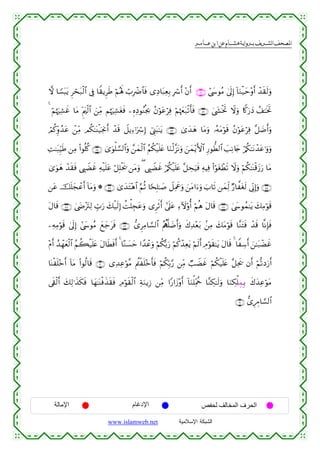  ‫א‬‫א‬‫א‬‫א‬


ω $T¡t6tƒ Ìóst7ø9$# ’Îû $Z)ƒÌsÛ öΝçλm; ó>ÎôÑ$$sù “ÏŠ$t7ÏèÎ/ Îó r& ÷βr& ∩∇⊇∪ #©y›θãΒ 4’n<Î) !$uΖø‹ym÷ρr& ô‰s)s9uρ
# öΝåκuÏ±xî $tΒ ËoΛt⎧ø9$# z⎯ÏiΒ ΝåκuÏ±tósù ⎯ÍνÏŠθãΨèg¿2 ãβöθtãöÏù öΝåκyét7ø?'sù ∩∇⊄∪ 4©y´øƒrB Ÿωuρ %Z.u‘yŠ ß#≈sƒrB
r
óΟä.Íiρß‰tã ô⎯ÏiΒ Οä3≈oΨø‹pgΥr& ô‰s% Ÿ≅ƒÏ™ℜuó Î) û©Í_t6≈tƒ ∩∇⊂∪ 3“y‰yδ $tΒuρ …çµtΒöθs% ãβöθtãöÏù ¨≅|Êr&uρ
ÏM≈t6ÍhŠsÛ ⎯ÏΒ (#θè=ä. ∩∇⊆∪ 3“uθù=¡¡9$#uρ £⎯yϑø9$# ãΝä3ø‹n=tæ $uΖø9¨“tΡuρ z⎯yϑ÷ƒF{$# Í‘θ’Ü9$# |=ÏΡ%y` ö/ä3≈tΡô‰tã≡uρuρ
3“uθyδ ô‰s)sù ©É<ŸÒxî Ïµø‹n=tã ö≅Î=øts† ⎯tΒuρ ( ©É<ŸÒxî ö/ä3ø‹n=tæ ¨≅Åsu‹sù ÏµŠÏù (#öθtóôÜs? Ÿωuρ öΝä3≈oΨø%y—u‘ $tΒ
⎯tã šn=yfôãr& !$Βuρ * ∩∇∉∪ 3“y‰tF÷δ$# §ΝèO $[sÎ=≈|¹ Ÿ≅ÏΗxåuρ z⎯tΒ#u™uρ z>$s? ⎯yϑÏj9 Ö‘$¤tós9 ’ÎoΤÎ)uρ ∩∇∈∪
t
tΑ$s% ∩∇∇∪ 4©yÌ÷tIÏ9 Éb>u‘ y7ø‹s9Î) àMù=Éftãuρ “ÌrOr& #’n?tã Ï™Iω'ρé& öΝèδ tΑ$s% ∩∇∠∪ 4©y›θßϑ≈tƒ y7ÏΒöθs%
⎯ÏµÏΒöθs% 4’n<Î) #©y›θãΒ yìy_tsù ∩∇®∪ ‘“ÌÏΒ$¡¡9$# ãΛàι¯=|Êr&uρ x8Ï‰÷èt/ .⎯ÏΒ y7tΒöθs% $¨ΖtFsù ô‰s% $¯ΡÎ*sù
÷Πr& ß‰ôγyèø9$# ãΝà6ø‹n=tæ tΑ$sÜsù& 4 $·Ζ|¡ym #´‰ôãuρ öΝä3š/u‘ öΝä.ô‰Ïètƒ öΝs9r& ÉΘöθs)≈tƒ tΑ$s% 4 $ZÅ™r& z⎯≈t7ôÒxî
r
$oΨøn=÷zr& !$tΒ (#θä9$s% ∩®⊃∪ “Ï‰Ïãöθ¨Β Λä⎢øn=÷zr'sù öΝä3În/§‘ ⎯ÏiΒ Ò=ŸÒxî öΝä3ø‹n=tæ ¨≅Ïts† βr& öΝ›?Šu‘r&
’s+ø9r& y7Ï9≡x‹s3sù $yγ≈oΨøùx‹s)sù ÏΘöθs)ø9$# ÏπuΖƒÎ— ⎯ÏiΒ #Y‘#y—÷ρr& !$uΖù=ÏiΗäq $¨Ζ3≈s9uρ $uΖÅ3ù=ÉϑÎ/ x8y‰ÏãöθtΒ
Å
∩®⊇∪ ‘“ÍÉ∆$¡¡9$#

‫اﻹﻣﺎﻟﺔ‬

‫اﻹدﻏﺎم‬
www.islamweb.net

‫اﻟﺤﺮف اﻟﻤﺨﺎﻟﻒ ﻟﺤﻔﺺ‬
‫ﺍﻟﺸﺒﻜﺔ ﺍﻹﺴﻼﻤﻴﺔ‬

 