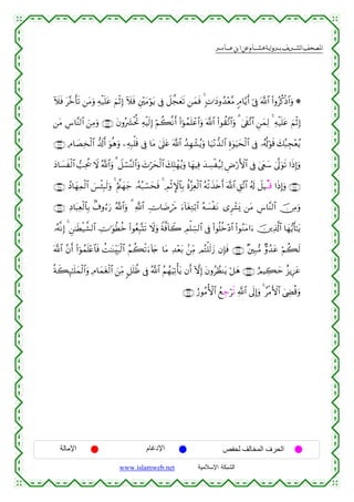  ‫א‬‫א‬‫א‬‫א‬


Iξsù t¨zr's? ⎯tΒuρ Ïµø‹n=tã zΝøOÎ) Iξsù È⎦÷⎫tΒöθtƒ ’Îû Ÿ≅¤fyès? ⎯yϑsù 4 ;N≡yŠρß‰÷è¨Β 5Θ$−ƒr& þ’Îû ©!$# (#ρãä.øŒ$#uρ *
⎯tΒ Ä¨$¨Ψ9$# z⎯ÏΒuρ ∩⊄⊃⊄∪ tβρç|³øtéB ÏµøŠs9Î) öΝà6¯Ρr& (#þθßϑn=ôã$#uρ ©!$# (#θà)¨?$#uρ 3 4’s+¨?$# Ç⎯yϑÏ9 4 Ïµø‹n=tã zΝøOÎ)
∩⊄⊃⊂∪ ÏΘ$|ÁÏ‚ø9$# ‘$s!r& uθèδuρ ⎯Ïµ6ù=s% ’Îû $tΒ 4’n?tã ©!$# ß‰Îγô±ãƒuρ $u‹÷Ρ‘‰9$# Íο4θuŠysø9$# ’Îû …ã&è!öθs% y7ç6Éf÷èãƒ
Î
yŠ$|¡xø9$# =Ïtä† Ÿω ª!$#uρ 3 Ÿ≅ó¡¨Ψ9$#uρ y^öysø9$# y7Î=ôγãƒuρ $yγŠÏù y‰Å¡øã‹Ï9 ÇÚö‘F{$# ’Îû 4©tëy™ 4’¯<uθs? #sŒÎ)uρ
∩⊄⊃∈∪ ßŠ$yγÏϑø9$# }§ø⁄Î6s9uρ 4 æΛ©⎝yγy_ …çµç7ó¡yssù 4 ÉΟøOM}$$Î/ äο¨“Ïèø9$# çµø?x‹s{r& ©!$# È,¨?$# ã&s! Ÿ≅Š⊗Ε⊗% #sŒÎ)uρ ∩⊄⊃⊆∪
∩⊄⊃∉∪ ÏŠ$t6Ïèø9$$Î/ 8∃ρâ™u‘ ª!$#uρ 3 «!$# ÉV$|Êó∆ u™!$tóÏGö/$# çµ|¡øtΡ “Ìô±o„ ⎯tΒ Ä¨$¨Ψ9$# š∅ÏΒuρ
s
…çµ¯ΡÎ) 4 Ç⎯≈sÜø‹¤±9$# ÅV≡uθäÜäz (#θãèÎ6®Ks? Ÿωuρ Zπ©ù!$Ÿ2 ÉΟù=Åb¡9$# ’Îû (#θè=äz÷Š$# (#θãΖtΒ#u™ š⎥⎪Ï%©!$# $yγ•ƒr'≈tƒ
©!$# ¨βr& (#þθßϑn=÷æ$$sù àM≈oΨÉit6ø9$# ãΝà6ø?u™!%y` $tΒ Ï‰÷èt/ .⎯ÏiΒ ΟçFù=s9y— βÎ*sù ∩⊄⊃∠∪ ×⎦⎫Î7•Β Aρß‰tã öΝ6s9
à
èπx6Í×≈n=yϑø9$#uρ ÏΘ$yϑtóø9$# z⎯ÏiΒ 9≅n=àß ’Îû ª!$# ãΝßγuŠÏ?ù'tƒ βr& HωÎ) tβρãÝàΨtƒ ö≅yδ ∩⊄⊃∇∪ íΟŠÅ6ym î“ƒÍ•tã
∩⊄⊃®∪ â‘θãΒW{$# ßìÉ_ös? «!$# ’n<Î)uρ 4 ãøΒF{$# z©ÅÓè%uρ

‫اﻹﻣﺎﻟﺔ‬

‫اﻹدﻏﺎم‬
www.islamweb.net

‫اﻟﺤﺮف اﻟﻤﺨﺎﻟﻒ ﻟﺤﻔﺺ‬
‫ﺍﻟﺸﺒﻜﺔ ﺍﻹﺴﻼﻤﻴﺔ‬

 