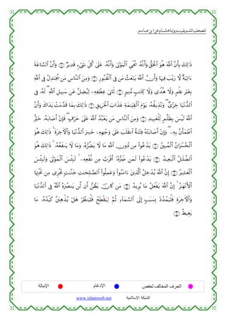  ‫א‬‫א‬‫א‬‫א‬


sπtã$¡¡9$# ¨βr&uρ ∩∉∪ ÖƒÏ‰s% &™ó©x« Èe≅ä. 4’n?tã …çµ¯Ρr&uρ 4’tAöθuΚø9$# Ç‘øtä† …çµ¯Ρr&uρ ‘,ptø:$# uθèδ ©!$# ¨βr'Î/ y7Ï9≡sŒ
«!$# ’Îû ãΑÏ‰≈pgä† ⎯tΒ Ä¨$¨Ζ9$# z⎯ÏΒuρ ∩∠∪ Í‘θç7à)ø9$# ’Îû ⎯tΒ ß]yè7tƒ ©!$# χr&uρ $pκÏù |=÷ƒu‘ ω ×πuŠÏ?#u™
ö
’Îû …çµs9 ( «!# È≅‹Î6y™ ⎯tã ¨≅ÅÒã‹Ï9 ⎯ÏµÏôÜÏã u’ÎΤ$rO ∩∇∪ 9ÏΖ•Β 5=≈tGÏ. Ÿωuρ “W‰èδ Ÿωuρ 5Οù=Ïæ ÎötóÎ/
$
¨βr&uρ x8#y‰tƒ ôMtΒ£‰s% $yϑÎ/ y7Ï9≡sŒ ∩®∪ È,ƒÍptø:$# z>#x‹tã Ïπyϑ≈uŠÉ)ø9$# tΠöθtƒ …çµà)ƒÉ‹çΡuρ ( Ó“÷“Åz $u‹÷Ρ‘‰9$#
îöyz …çµt/$|¹r& ÷βÎ*sù ( 7∃öym 4’n?tã ©!$# ß‰ç7÷ètƒ ⎯tΒ Ä¨$¨Ζ9$# z⎯ÏΒuρ ∩⊇⊃∪ Ï‰‹Î7yèù=Ïj9 5Ο≈¯=sàÎ/ }§øŠs9 ©!$#
uθèδ y7Ï9≡sŒ 4 οtÅzFψ$#uρ $u‹÷Ρ‘‰9$# uÅ£yz ⎯ÏµÎγô_uρ 4’n?tã |=n=s)Ρ$# îπuΖ÷FÏù çµ÷Ft/$|¹r& ÷βÎ)uρ ( ⎯ÏµÎ/ ¨βr'yϑôÛ$#
n
uθèδ y7Ï9≡sŒ 4 …çµãèxΖtƒ Ÿω $tΒuρ …çν”àÒtƒ Ÿω $tΒ «!$# ÂχρßŠ ⎯ÏΒ (#θããô‰tƒ ∩⊇⊇∪ ß⎦⎫Î7ßϑø9$# ãβ#uô£ã‚ø9$#
}§ø⁄Î6s9uρ 4’n<öθyϑø9$# }§ø⁄Î6s9 4 ⎯ÏµÏèø¯Ρ ⎯ÏΒ Ü>tø%r& ÿ…çν•ŸÑ ⎯yϑs9 (#θããô‰tƒ ∩⊇⊄∪ ß‰‹Ïèt7ø9$# ã≅≈n=Ò9$#
$pκÉJøtrB ⎯ÏΒ “ÌøgrB ;M≈¨Ζy_ ÏM≈ysÎ=≈¢Á9$# (#θè=Ïϑtãuρ (#θãΖtΒ#u™ t⎦⎪Ï%©!$# ã≅Åzô‰ãƒ ©!$# ¨βÎ) ∩⊇⊂∪ çÏ±yèø9$#
$u‹÷Ρ‘‰9$# ’Îû ª!$# çνuÝÇΖtƒ ⎯©9 βr& ⎯Ýàtƒ šχ%x. ⎯tΒ ∩⊇⊆∪ ß‰ƒÌãƒ $tΒ ã≅yèøtƒ ©!$# ¨βÎ) 4 ã≈yγ÷ΡF{$#
$tΒ …çνß‰ø‹x. ¨⎦t⎤Ïδõ‹ãƒ ö≅yδ öÝàΖuŠù=sù ôìsÜø)u‹Ï9 §ΝèO Ï™!$yϑ¡¡9$# ’n<Î) A=t6|¡Î0 ÷Šß‰ôϑu‹ù=sù ÍοtÅzFψ$#uρ
∩⊇∈∪ àá‹Éótƒ

‫اﻹﻣﺎﻟﺔ‬

‫اﻹدﻏﺎم‬
www.islamweb.net

‫اﻟﺤﺮف اﻟﻤﺨﺎﻟﻒ ﻟﺤﻔﺺ‬
‫ﺍﻟﺸﺒﻜﺔ ﺍﻹﺴﻼﻤﻴﺔ‬

 