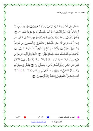  ‫א‬‫א‬‫א‬‫א‬


»ω$y_Ìsù óΟçFøÅz ÷βÎ*sù ∩⊄⊂∠∪ t⎦⎫ÏFÏΨ≈s% ¬! (#θãΒθè%uρ 4‘sÜó™âθø9$# Íο4θn=¢Á9$#uρ ÏN≡uθn=¢Á9$# ’n?tã (#θÝàÏ≈ym
∩⊄⊂∇∪ šχθãΚn=÷ès? (#θçΡθä3s? öΝs9 $¨Β Νà6yϑ¯=tæ $yϑx. ©!$# (#ρãà2øŒ$$sù ÷Λä⎢ΨÏΒr& !#sŒÎ*sù ( $ZΡ$t7ø.â‘ ÷ρr&
uöxî ÉΑöθy⇔ø9$# ’n<Î) $·è≈tG¨Β ΟÎγÅ_≡uρø—X{ Zπ§‹Ï¹uρ %[`≡uρø—r& tβρâ‘x‹tƒuρ öΝà6ΨÏΒ šχöθ©ùuθtGãƒ t⎦⎪Ï%©!$#uρ
3 7∃ρã÷è¨Β ⎯ÏΒ  ∅ÎγÅ¡àΡr& þ’Îû š∅ù=yèsù $tΒ ’Îû öΝà6ø‹n=tæ yy$oΨã_ Ÿξsù z⎯ô_tyz ÷βÎ*sù 4 8l#t÷zÎ)
∩⊄⊆⊃∪ š⎥⎫É)−Gßϑø9$# ’n?tã $ˆ)ym ( Å∃ρâ÷êyϑø9$$Î/ 7ì≈tFtΒ ÏM≈s)¯=sÜßϑù=Ï9uρ ∩⊄⊂®∪ ×Λ⎧Å6ym î“ƒÍ•tã ª!$#uρ
⎯ÏΒ (#θã_tyz t⎦⎪Ï%©!$# ’n<Î) ts? öΝs9r& * ∩⊄⊆⊇∪ tβθè=É)÷ès? öΝä3ª=yès9 ⎯ÏµÏG≈tƒ#u™ öΝà6s9 ª!$# ß⎦Îi⎫t7ãƒ šÏ9≡x‹x.
ρä%s! ©!$# χÎ) 4 óΟßγ≈u‹ômr& §ΝèO (#θè?θãΒ ª!$# ÞΟßγs9 tΑ$s)sù ÏNöθyϑø9$# u‘x‹tn î∃θä9é& öΝèδuρ öΝÏδÌ≈tƒÏŠ
«!$# È≅‹Î6y™ ’Îû (#θè=ÏG≈s%uρ ∩⊄⊆⊄∪ šχρãà6ô±o„ ω Ä¨$¨Ψ9$# usYò2r& £⎯Å3≈s9uρ Ä¨$¨Ζ9$# ’n?tã @≅ôÒsù
Ÿ
ÿ…ã&s! …çµxÏhèŸÒãŠsù $YΖ|¡ym $·Êös% ©!$# ÞÚÌø)ãƒ “Ï%©!$# #sŒ ⎯¨Β ∩⊄⊆⊂∪ ÒΟŠÎ=tæ ìì‹Ïÿxœ ©!$# ¨βr& (#þθßϑn=ôã$#uρ
∩⊄⊆⊆∪ šχθãèy_öè? ÏµøŠs9Î)uρ äÝ+Áö6tƒuρ âÙÎ6ø)tƒ ª!$#uρ 4 ZοuÏWŸ2 $]ù$yèôÊr&

‫اﻹﻣﺎﻟﺔ‬

‫اﻹدﻏﺎم‬
www.islamweb.net

‫اﻟﺤﺮف اﻟﻤﺨﺎﻟﻒ ﻟﺤﻔﺺ‬
‫ﺍﻟﺸﺒﻜﺔ ﺍﻹﺴﻼﻤﻴﺔ‬

 