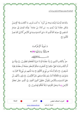 القرءان الكريم برواية هشام عن ابن عامر من موقع الشبكة الإسلامية