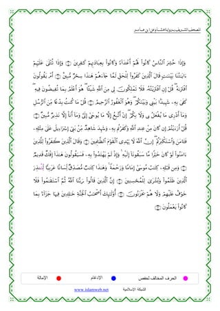 القرءان الكريم برواية هشام عن ابن عامر من موقع الشبكة الإسلامية