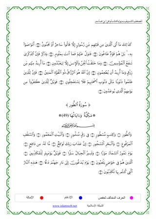 القرءان الكريم برواية هشام عن ابن عامر من موقع الشبكة الإسلامية
