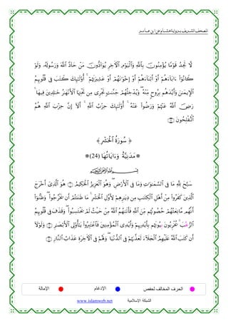 القرءان الكريم برواية هشام عن ابن عامر من موقع الشبكة الإسلامية