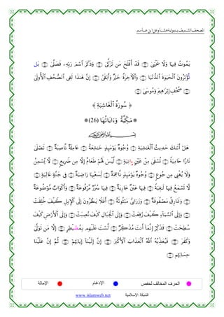 القرءان الكريم برواية هشام عن ابن عامر من موقع الشبكة الإسلامية