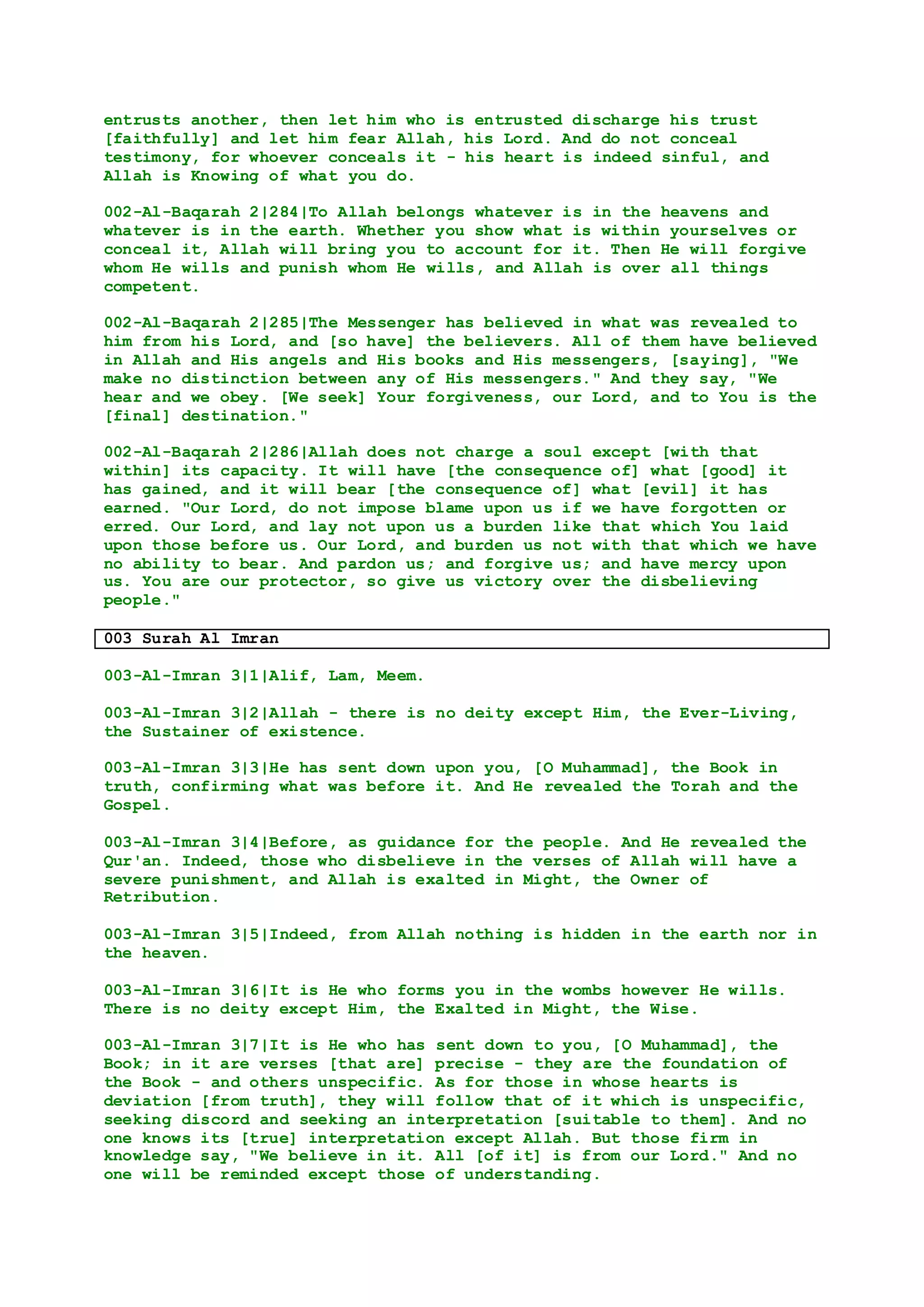 Quran (English) Translation (Sahih International) DOCX