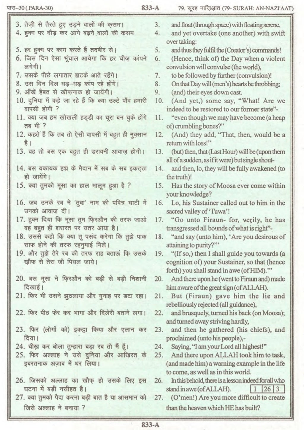 Quran Juz 30 Urdu English Hindi Meaning