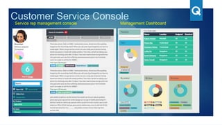 Customer Service Console
Service rep management console Management Dashboard
 
