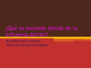 ¿Qué se esconde detrás de la
influenza AH1N1?
Rosa María Nava Nolazco
María del Carmen Trejo Blanco
 