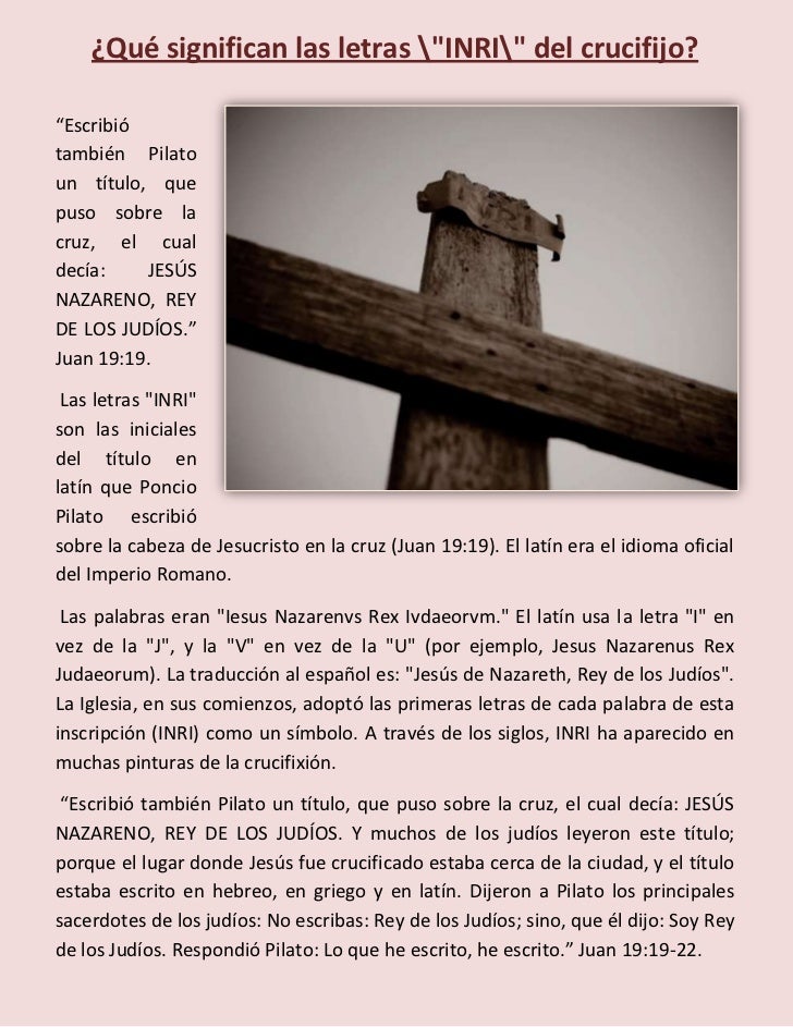 Qué significan las letras INRI Qué significan las letras INRI