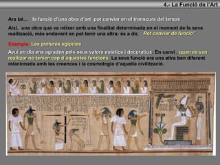 Ara bé...
Exemple: Les pintures egípcies
Avui en dia ens agraden pels seus valors estètics i decoratius. En canvi , quan e...