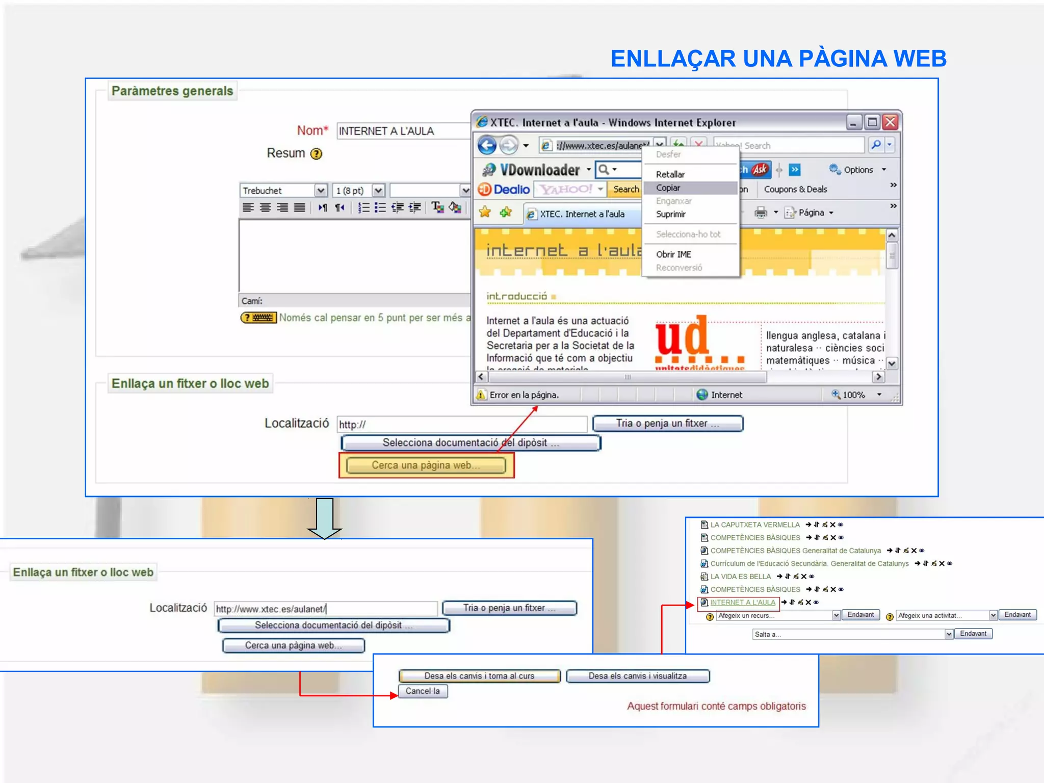 ENLLAÇAR UNA PÀGINA WEB
 