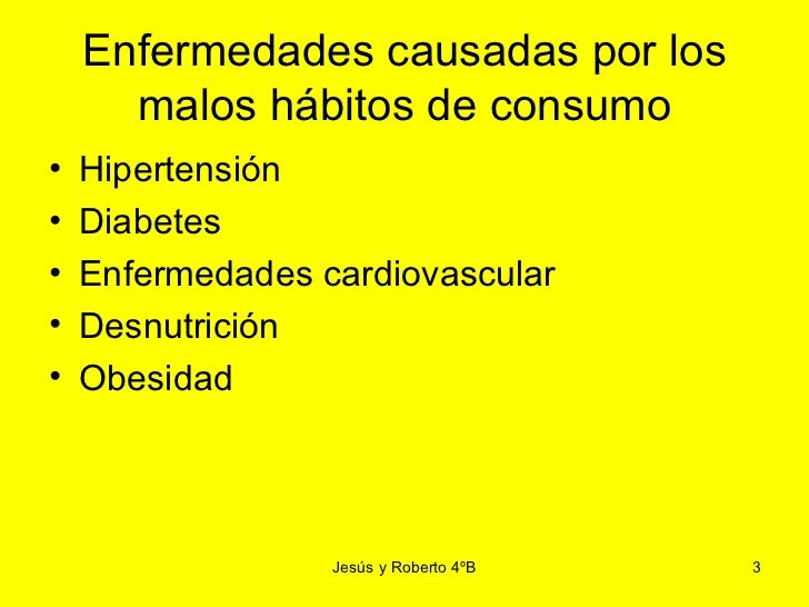 Relación entre los hábitos de consumo y algunas enfermedades Relación entre los hábitos de consumo y algunas enfermedades
