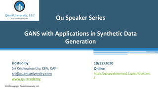 Master Class: GANS with Applications in Synthetic Data Generation | PDF