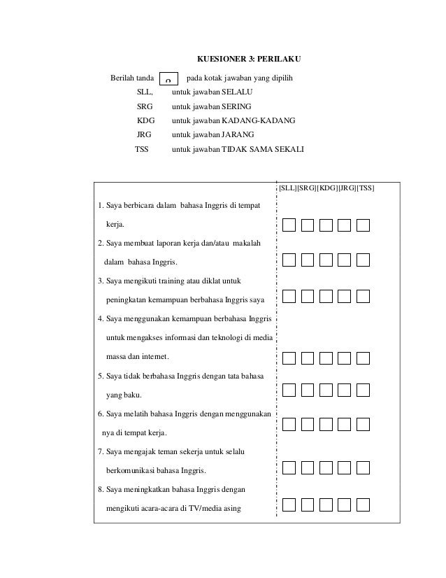 STATISTIK QUESTIONER PENELITIAN