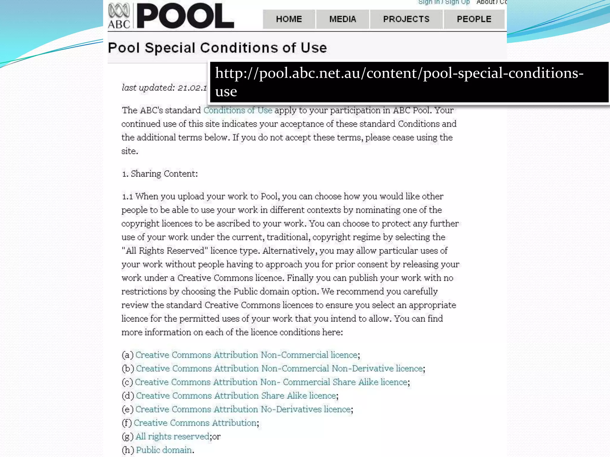 http://pool.abc.net.au/content/pool-special-conditions-
use
 