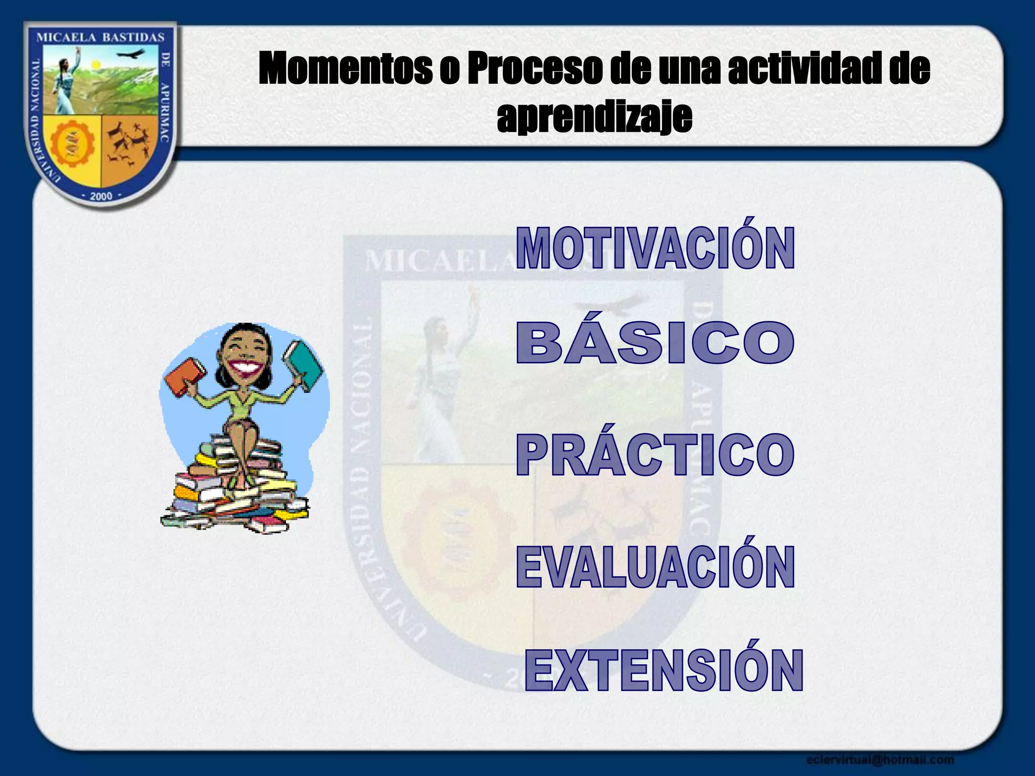 Momentos o Proceso de una actividad de
aprendizaje
 