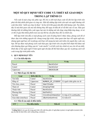 Quy tắc thiết kế giao diện và viết code C# | PDF