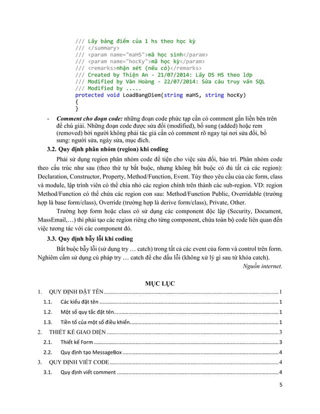 Quy tắc thiết kế giao diện và viết code C# | PDF