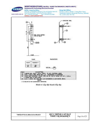 758920-PVD-X-H04-XXX-PR-015 QUY TRÌNH LẮP ĐẶT
THIẾT BỊ ĐO&ĐIỆN Page 18 of 23
Hình 6: Lắp đặt thanh tiếp địa
 