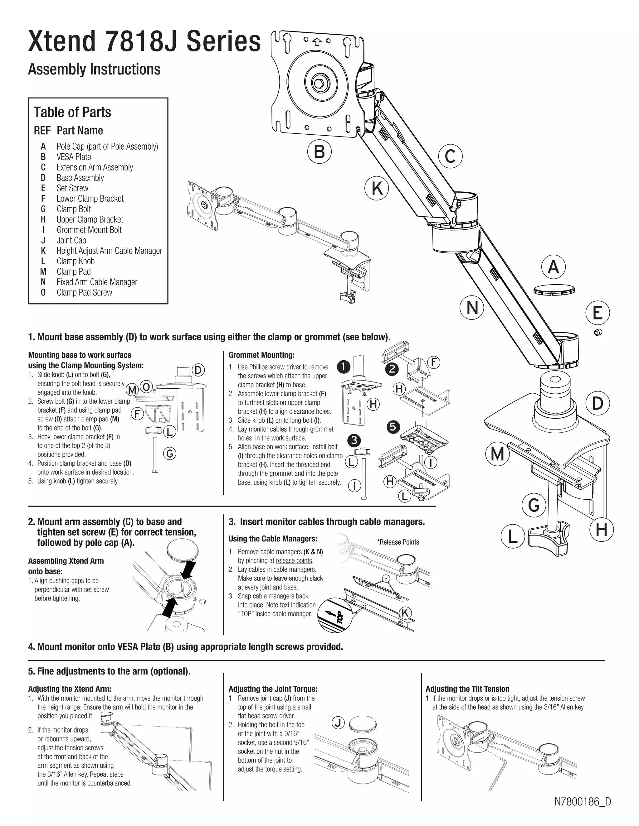 monitor VESA bracket installation on arm with screw alignment diagram