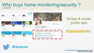 Who buys home monitoring/security ?
#HackCustomerDev
Scrape & cluster
profile data
 