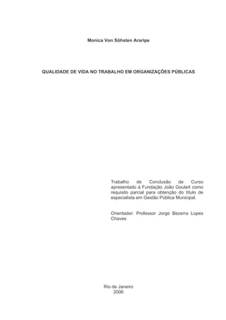 Qvt Em Organizacoes Publicas