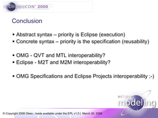 QVT & MTL In Eclipse