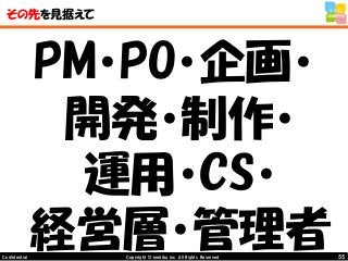 55Copyright © mediba inc. All Rights Reserved.Confidential
その先を見据えて
PM・PO・企画・
開発・制作・
運用・CS・
経営層・管理者
 