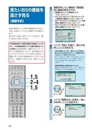 BS           1
                                                    •
                                                      142 44
                                                    • MY                        MY
                                                                            147 48
                                                    • MY                       MY
                                                                          149 52
                                                    • MY
                                                                          153 55

                 BS                                           –




                      156            63
 15


                                                    g/G
                                                2
             /
                                                        g/G



                                                        165


                                                                                   1   10
                                                        BS            4




                                          1,5
                                          2~4
 NHK1
             BS
                 NHK2
                        CS    10
                              NHKh
                                          1,5                     b
                                                                             –




     1            2              3
 BS              BS           BS-i
     4            5              6
     BSJ         BS           WOW
     7            8              9
                                                    g/G
     10           11          12
                                                3
       1          2          3                                               –




         4        5          6                                    b
         7        8          9
      10          11         12




64
 