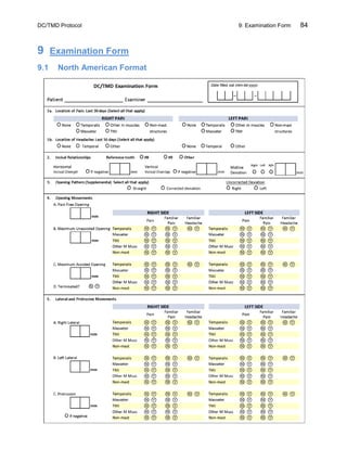 DC/TMD Protocol 9: Examination Form 84
9 Examination Form
9.1 North American Format
 