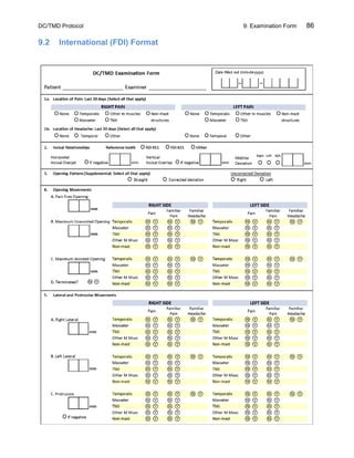 DC/TMD Protocol 9: Examination Form 86
9.2 International (FDI) Format
 