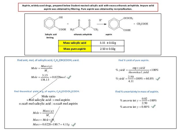 😎 Yield of aspirin. How to calculate the percent yield of aspirin. 2019