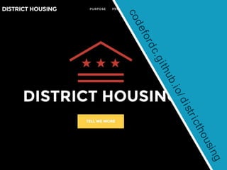 64
Promise
64
codefordc.github.io/districthousing
 