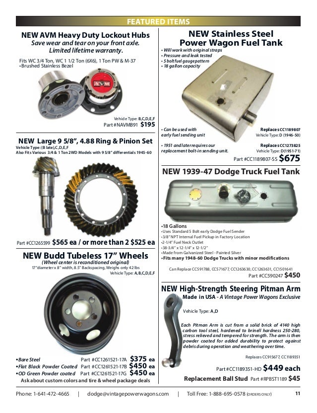 Complete 2016 Vintage Power Wagons Parts Catalog