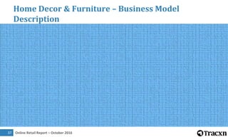 Online Retail Report – October 201639
Home Decor & Furniture – Most Funded
Companies
 