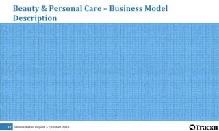Online Retail Report – October 201645
Beauty & Personal Care – Most Funded Companies
 